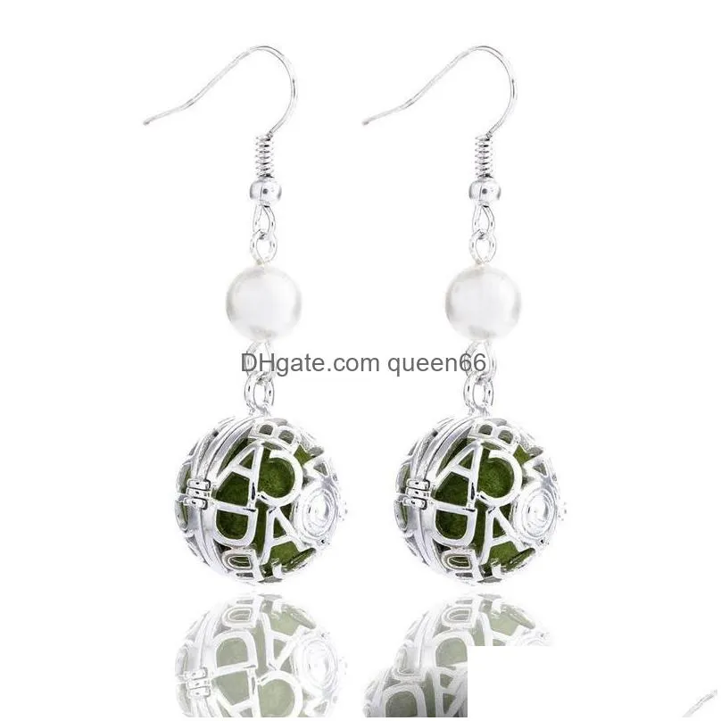 women jewelry charms openwork aromatherapy earrings dangle pendant essential oil diffuser earrings halloween christmas gift 4 styles