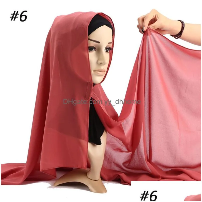  women plain bubble chiffon scarf hijab wrap solid color shawls convenient with button headband muslim hijabs scarves/scarf
