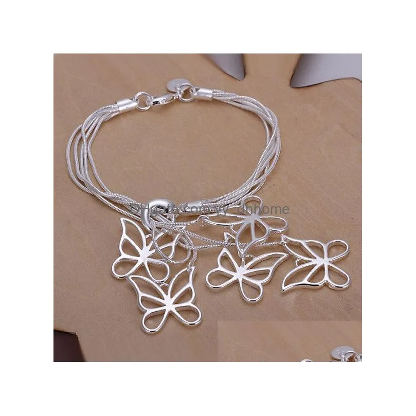 clover heart butterfly sterling silver plated link chain bracelets 8 pieces mixed style gtb10 online for sale fashion womens 925 silver