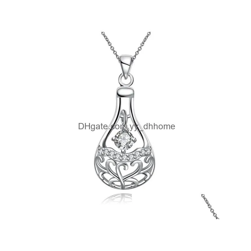 factory direct sale fashion womens gemstone 925 silver necklace pendants mixed style sterling silver plated pendant necklaces gtn16