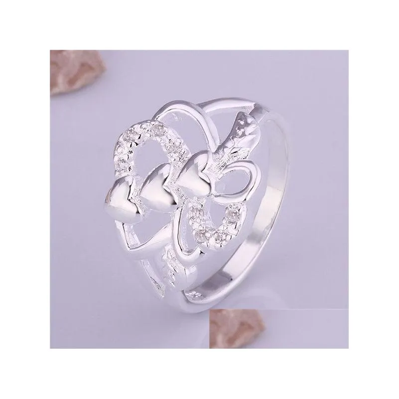 factory direct sale 925 silver ring with side stones flower gssr512 brand mix size fashion sterling silver finger rings