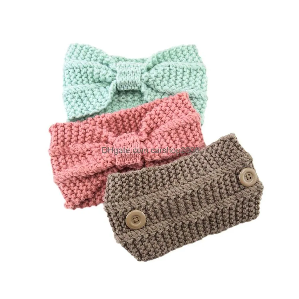 ins 20 colors girls knitted headbands with buttons face hairbands crochet twist headwear headwrap women hair accessories