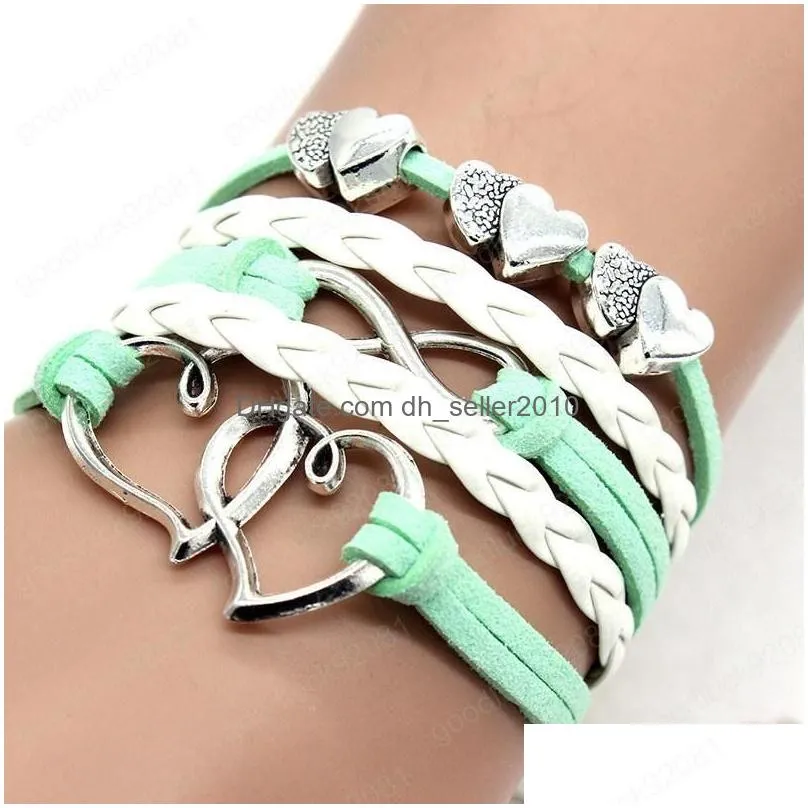 infinity double heart bracelet weave leather wrap bracelets multilayer women bracelets fashion jewelry