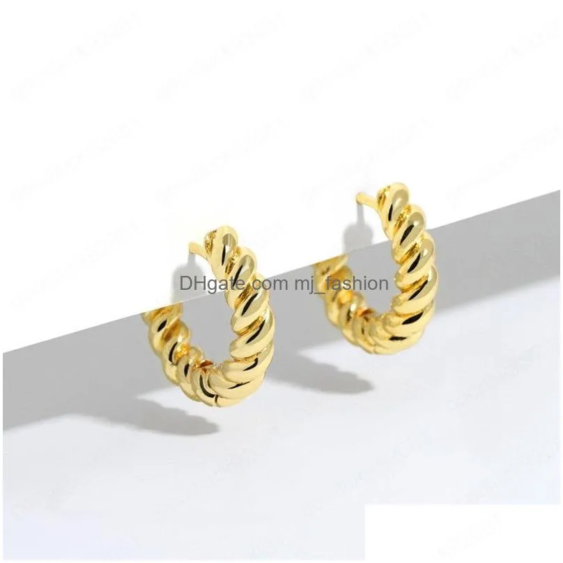 gold silver color tiny twisted hoop earrings minimalist chunky hoops geometrical brass earring for women jewelry gift