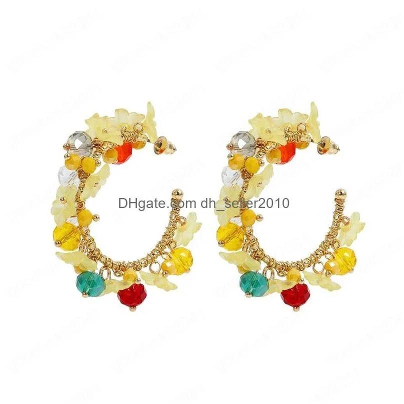 bohemian handmade beaded cshaped earrings for women high quality acrylic geometric hoop earrings fashion jewelry party