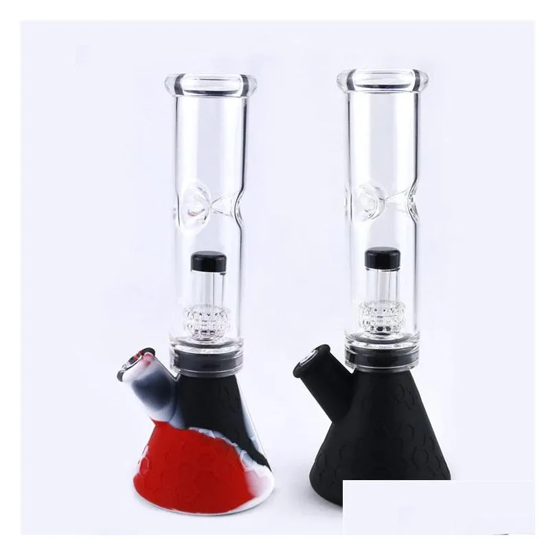 filtration beaker smoking bongs portable silicone water pipe oil dab rig with glass filter bowl for smoke unbreakable wholesale
