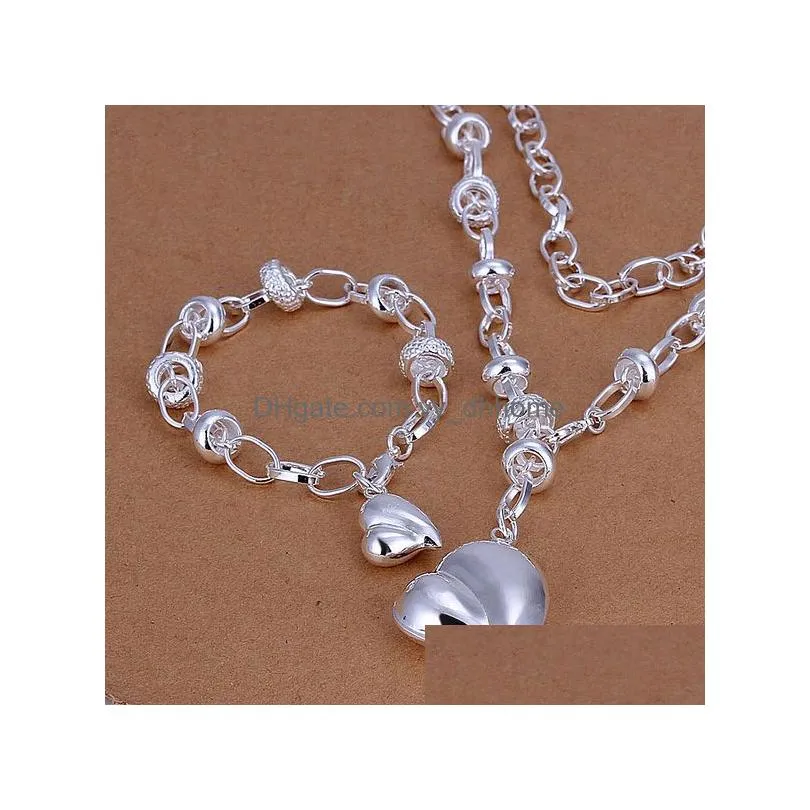 brand womens sterling silver plate wedding jewelry sets 925 silver necklace bracelet jewelry set same price 7 diffrent style gts7