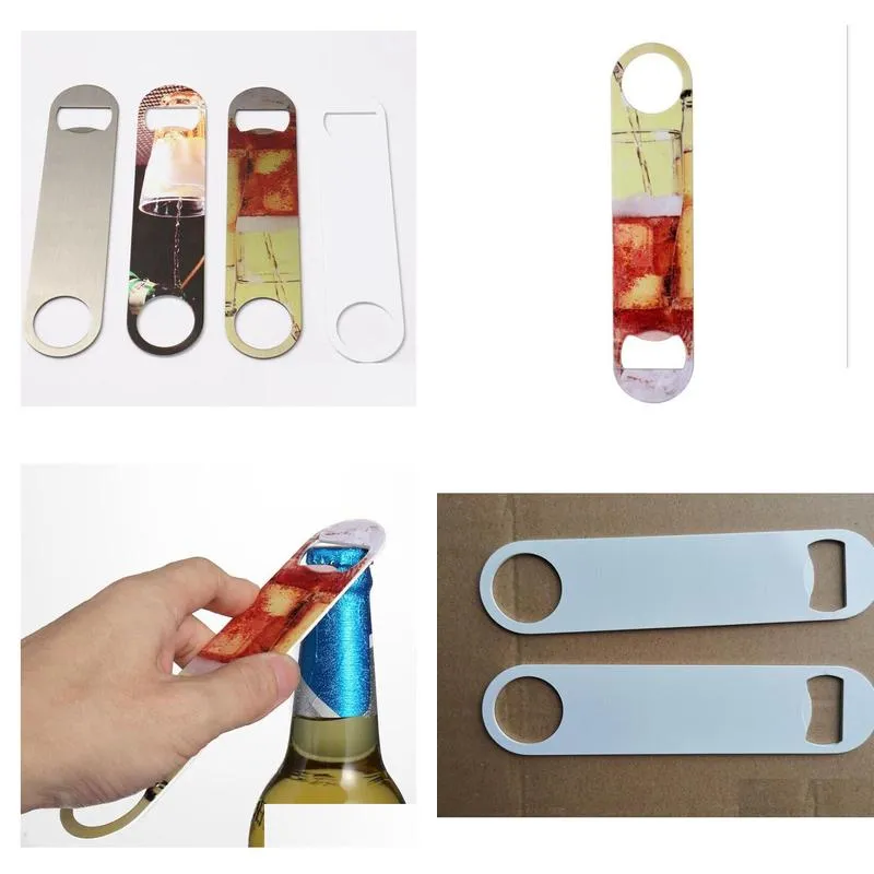 10pcs sublimation diy white blank stainless steel long bottle openers