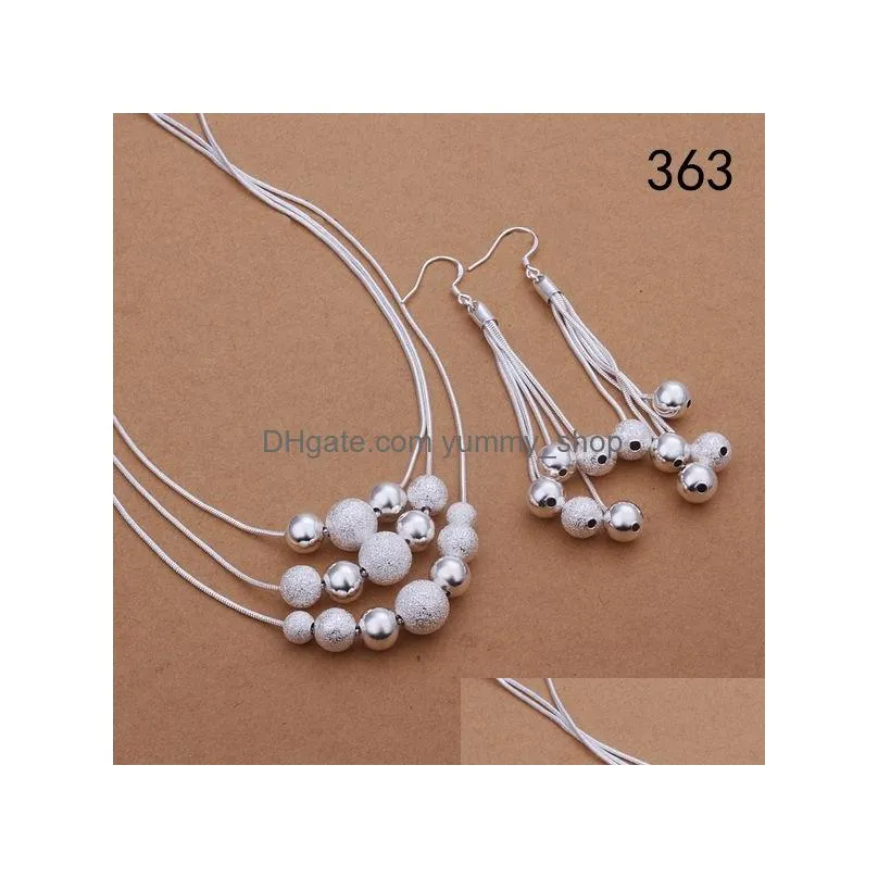 same price mix style womens sterling silver jewelry sets fashion wedding 925 silver necklace earring jewelry set gts34