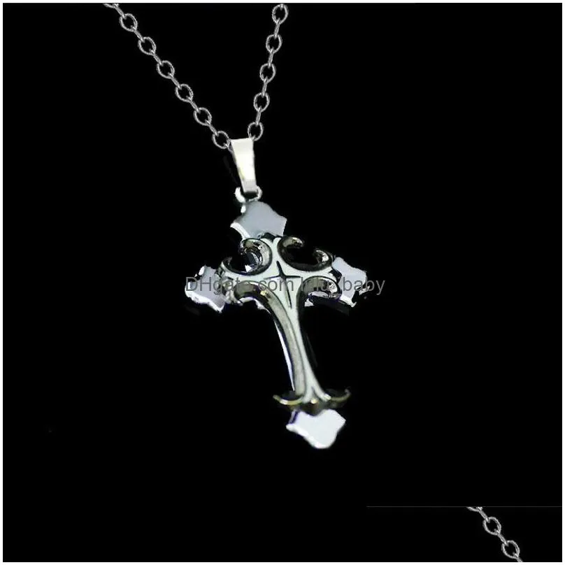wholesale fashion ornament christian dripping oil cross pendant necklace couple jesus jewelry gift 