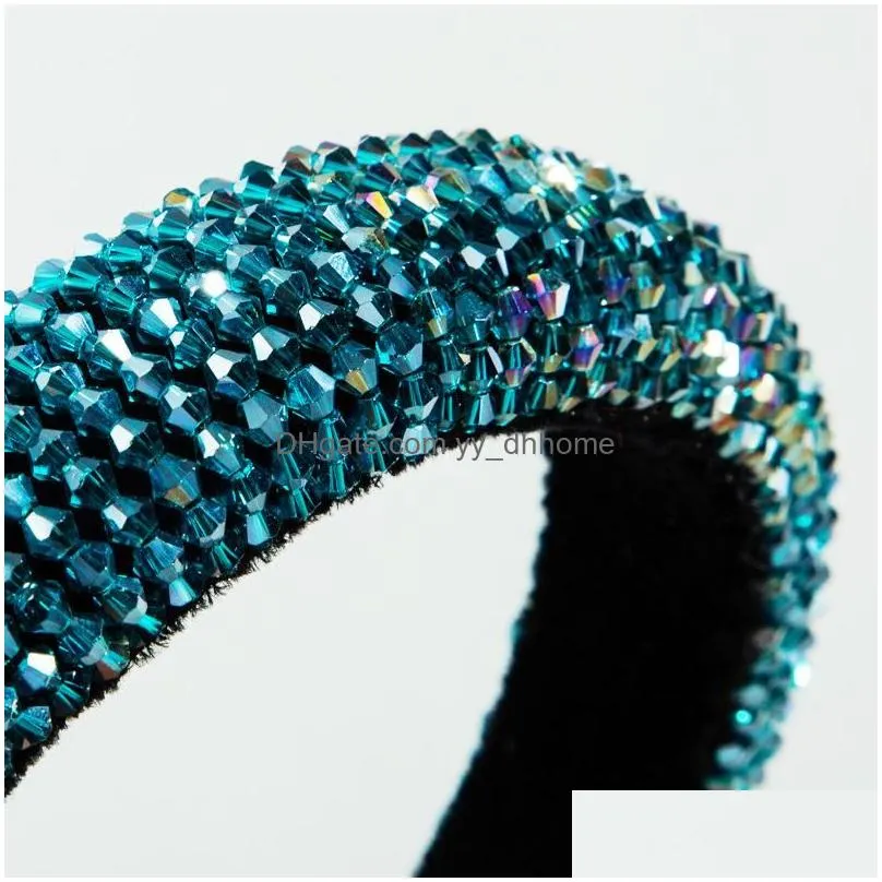 fashion inspired color bedazzled beaded glitter hair band gemstone rhinestone headbands girl bling crystal headband for woman