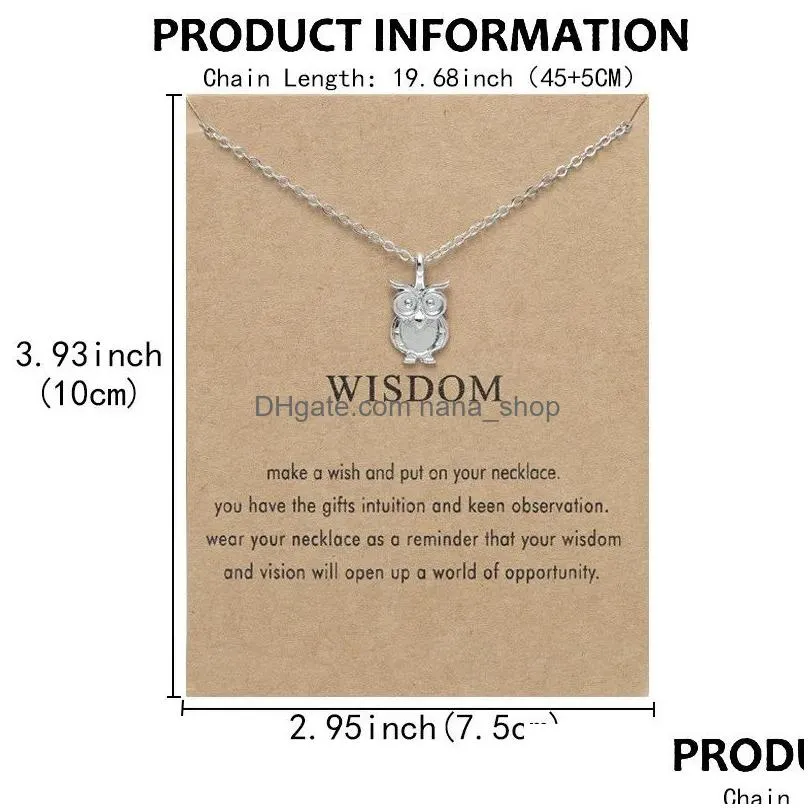 fashion jewelry wisdom owl pendant 18k gold plated necklace woman alloy south american womens choker silver mens necklaces with letters card friend