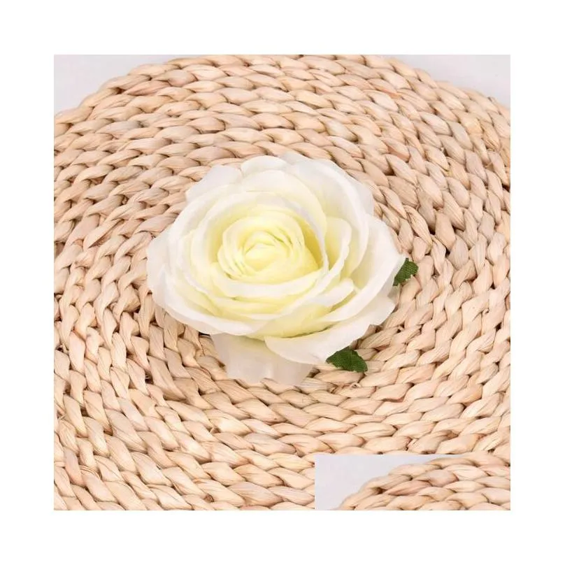 200pcs 10cm silk rose artificial flower heads diy flower for wedding wall arch bouquet decoration flowers