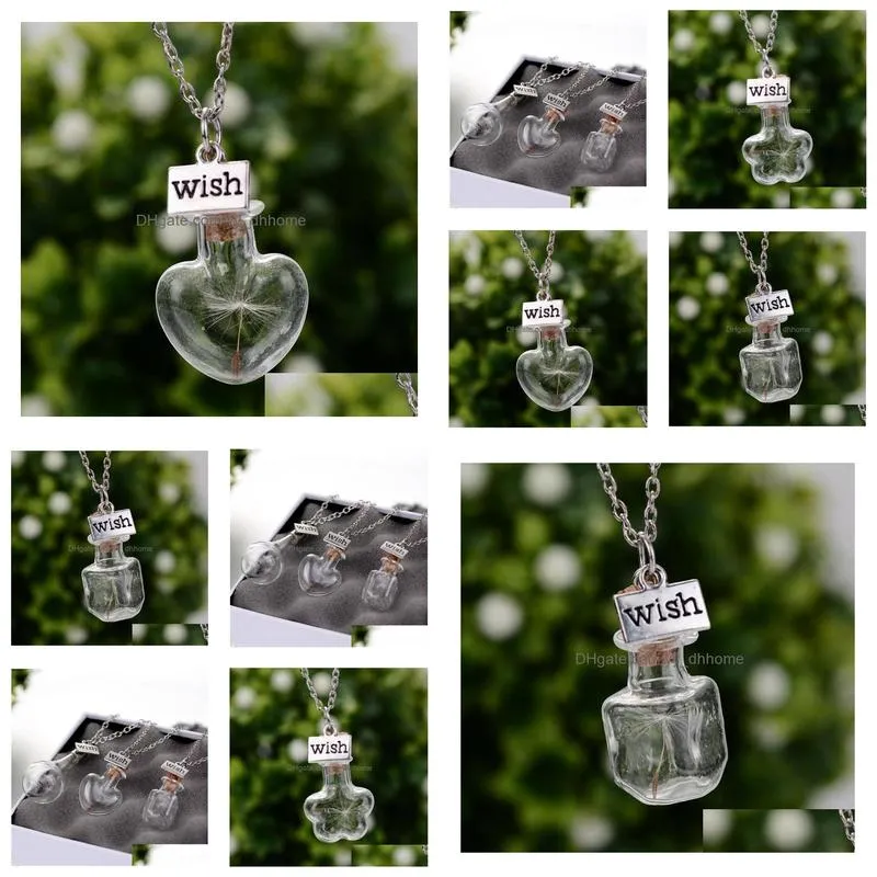  dandelion contracted wooden handmade dry flower glass pendant eternal flowers wfn274 with chain mix order 20 pieces a lot
