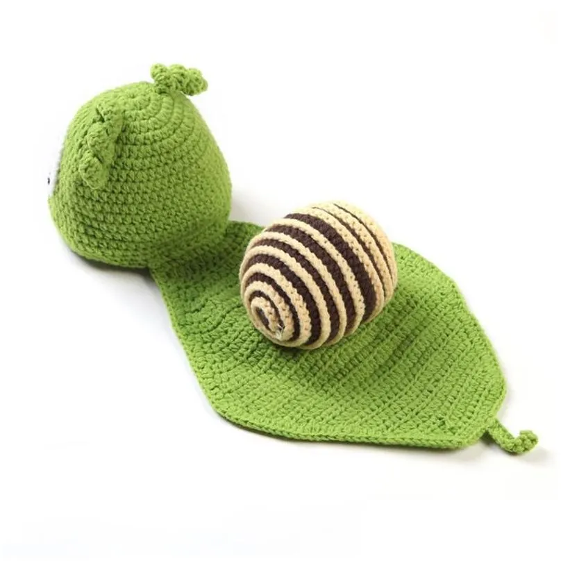  born p ography props snail hand crochet knit baby beanie caps infant hat with cape hats