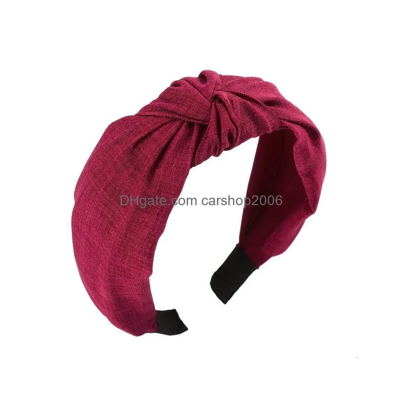 fashion flax headband autumn winter hair bands bezel headdress solid color knotting hair accessories women