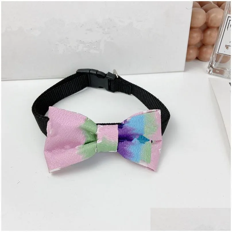 designer dog collars brand bow tie decoration cute and beautiful dogs letter print pets collar suitable for teddy pomeranian