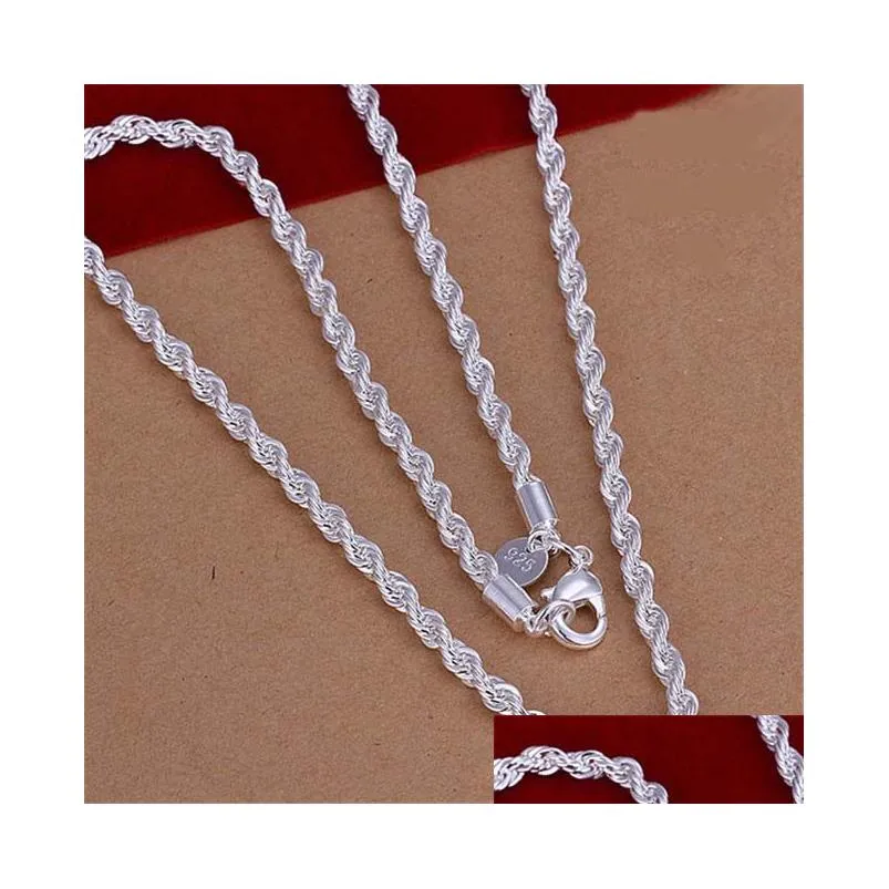 arrival neutral sterling silver plated chains necklaces gtp57 fashion twisted rope beads 925 silver plate necklace 6 pieces a lot mixed