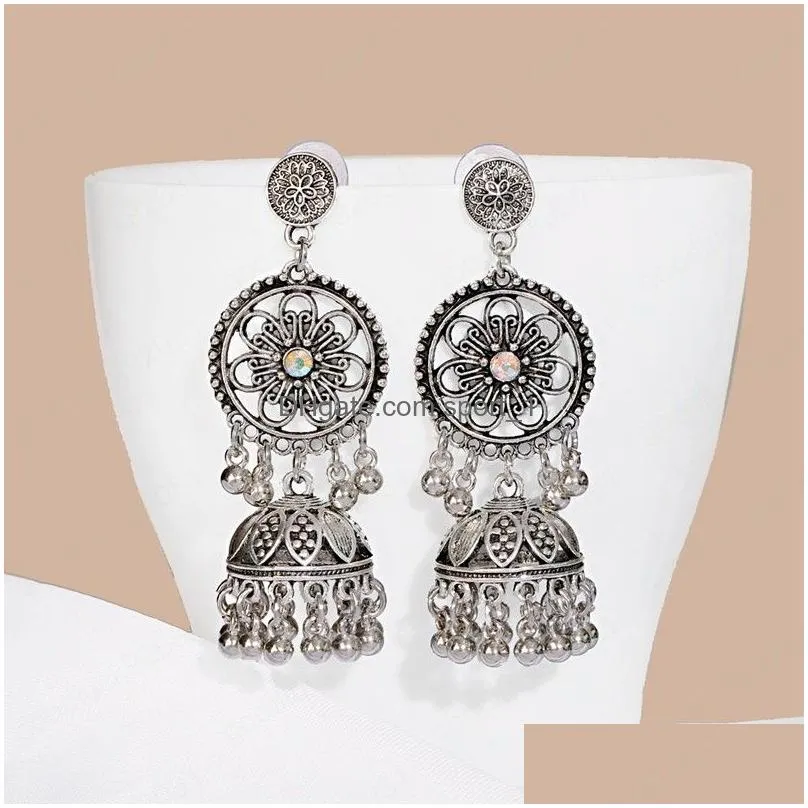 bohemian jewelry ethnic gold color flower earring accessories oxidized vintage beads ladies dangle earrings
