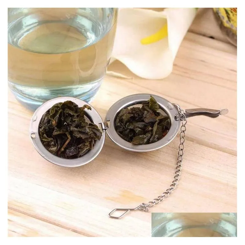 100pcs teaware stainless steel mesh tea ball infuser strainer sphere locking spice tea filter filtration herbal ball cup drink tools