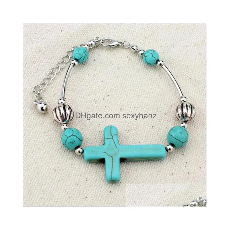 bohemia howlite stone beads owl elephant bird pendant charm bracelet fashion hand cross charm bracelet women jewelry pulseras