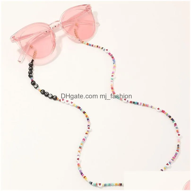 colorful beads english alphabet lanyard hold straps cords glasses chain fashion women sunglasses accessories