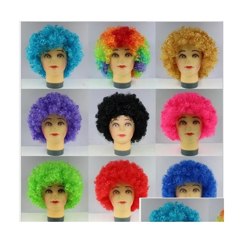 festival clown wig costume circus curly party favors afro wigs halloween costume wig hair soccer fans wig