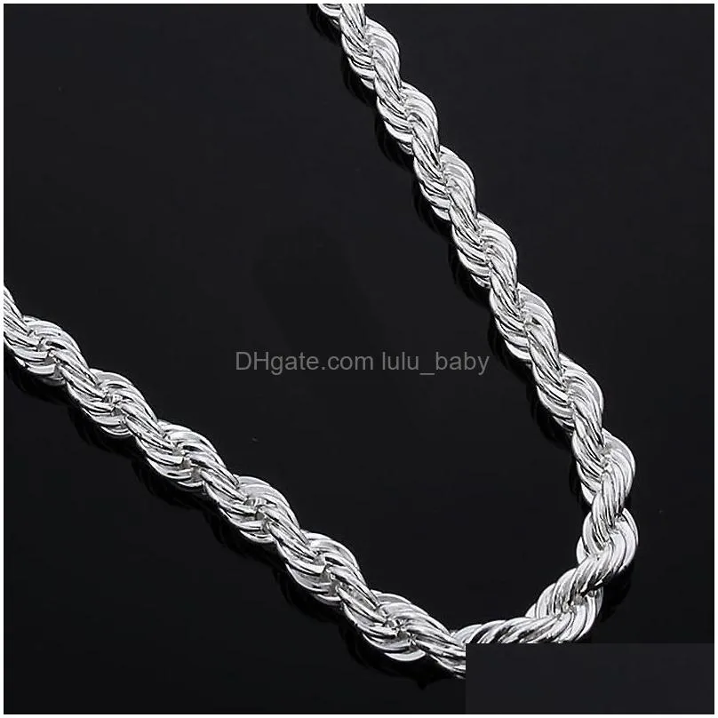 bulk 4mm 925 sterling silver twisted rope chains necklace for women men luxury jewelry 16 18 20 22 24 26 28 30 inches