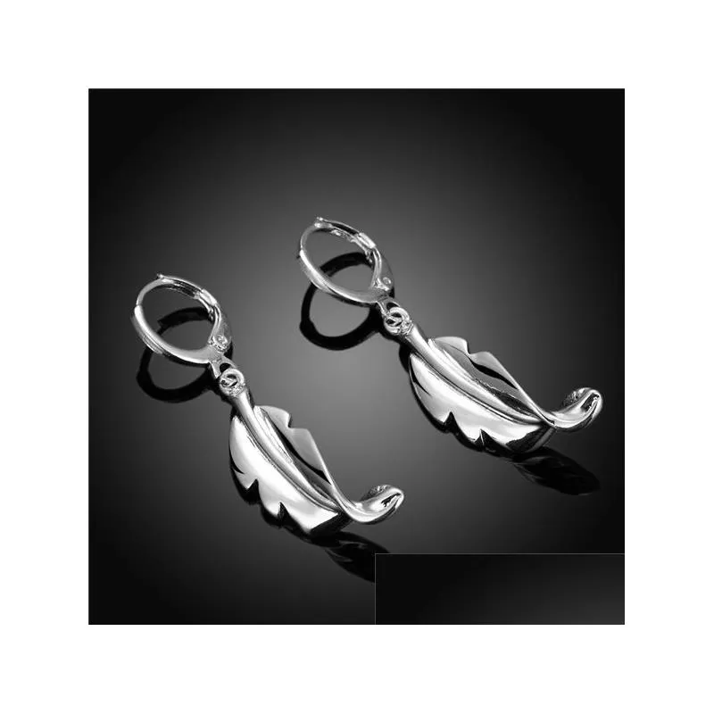womens sterling silver plated tree leaf earrings ear cuff gsse646 fashion 925 silver plate earring jewelry gift