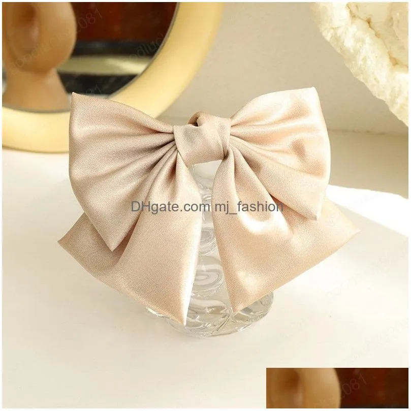 silk satin big bow barrette hair pin girls women headwear hair accessories