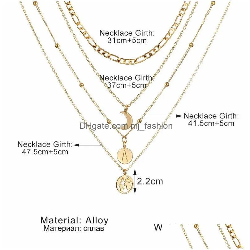 bohemian moon circle map pendant necklace for women fashion multilayer chain necklace geometric collier collares 2020 new