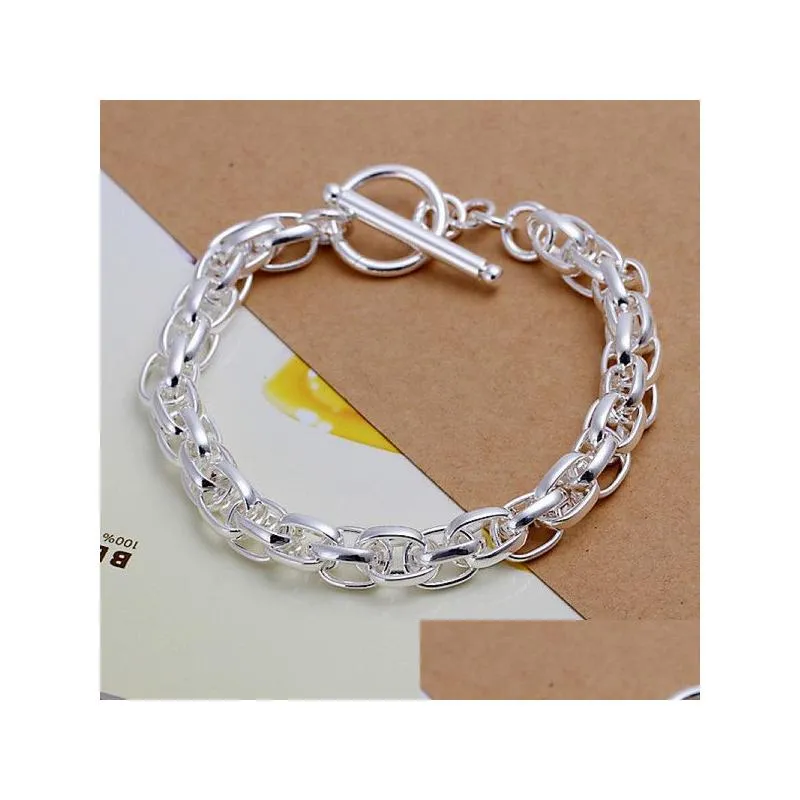 fox heart star sterling silver plated link chain bracelets 8 pieces mixed style gtb5 high grade fashion womens 925 silver bracelet