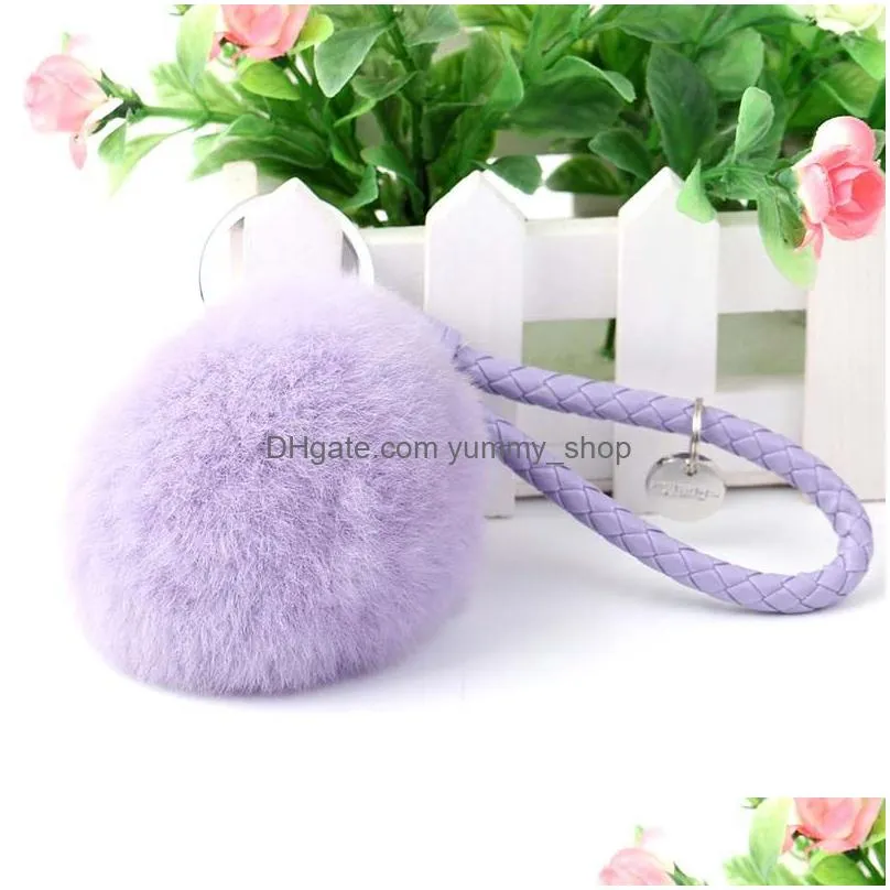  arrival rex rabbit hairball key chain knitting rope hairball creative bag strap kr250 keychains mix order 20 pieces a lot