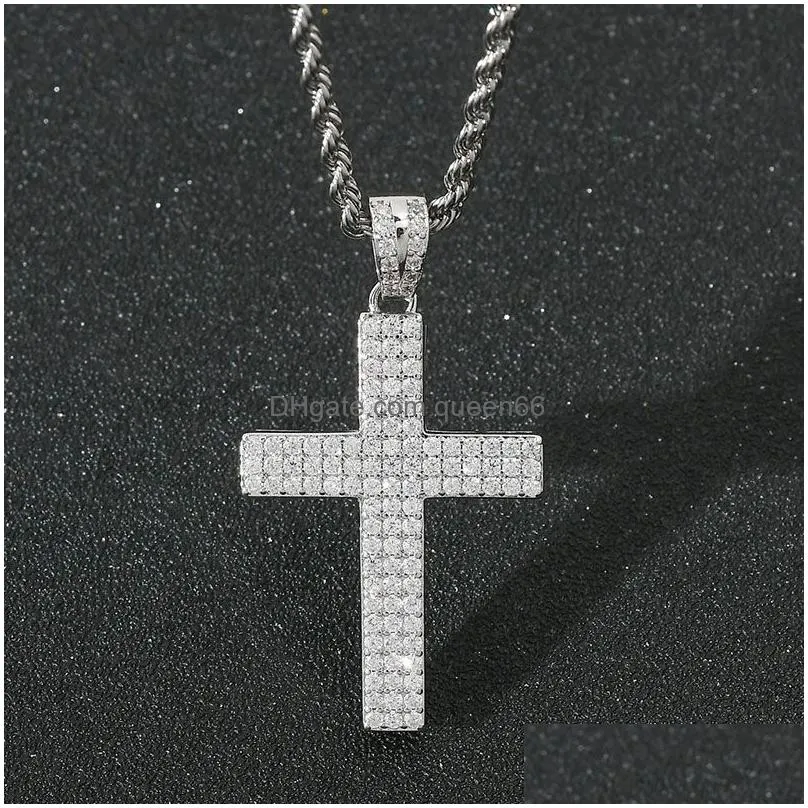silver diamond cross pendant necklace mens gold necklaces pendant hip hop jewelry