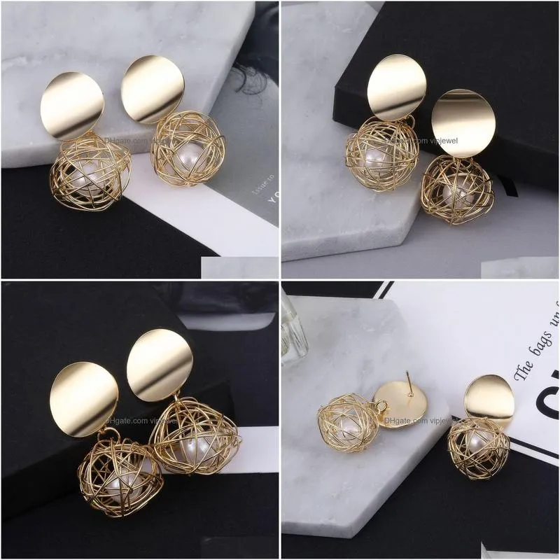 fashion statement simple woven ball geometric earrings for women dangle earrings pearl earrings modern jewelry