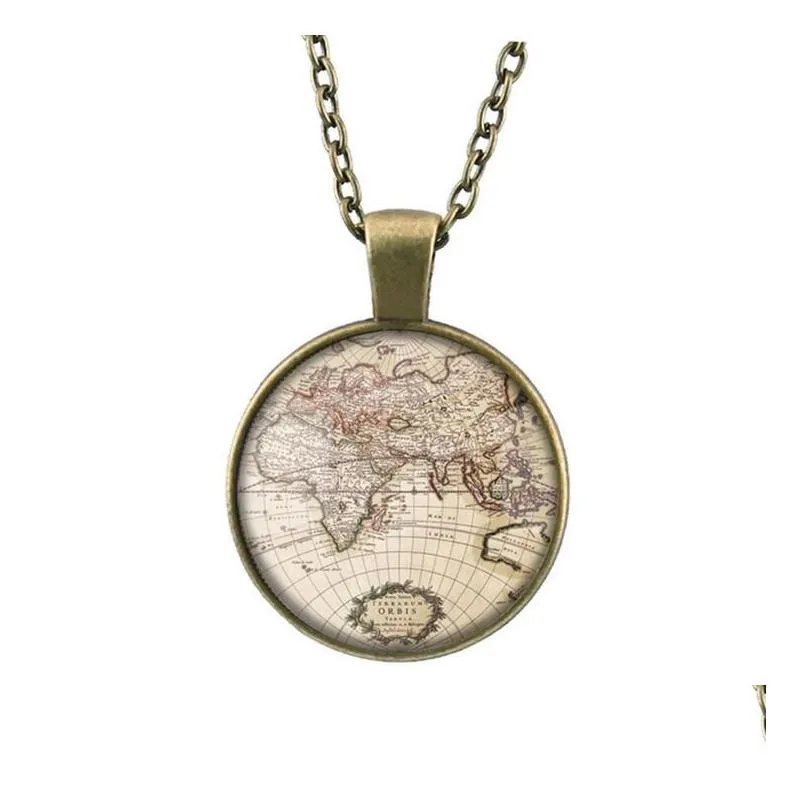 ancient map pendant mens and womens time jewelry necklace factory direct sales gsfn121 with chain mix order 20 pieces a lot