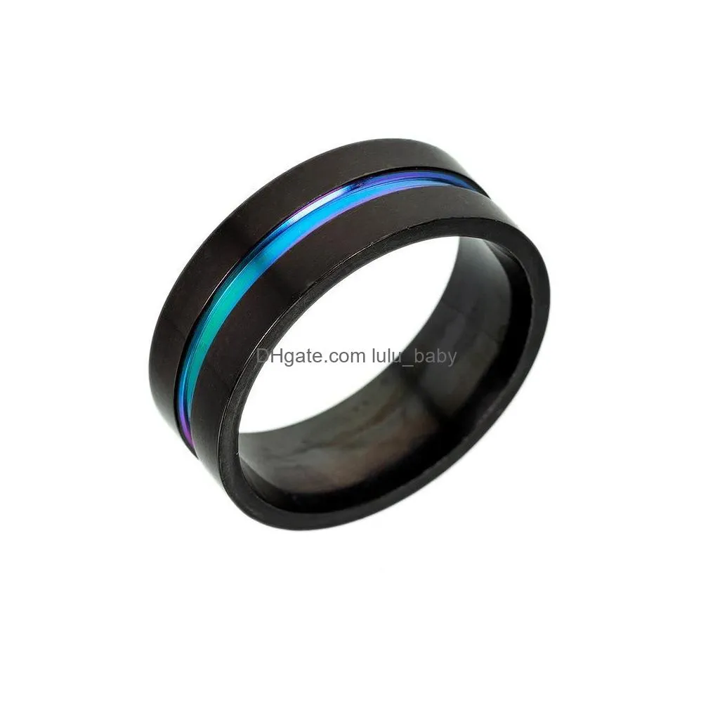 316l stainless steel ribbon ring black rainbow ring band rings for women men fashion jewelry drop ship