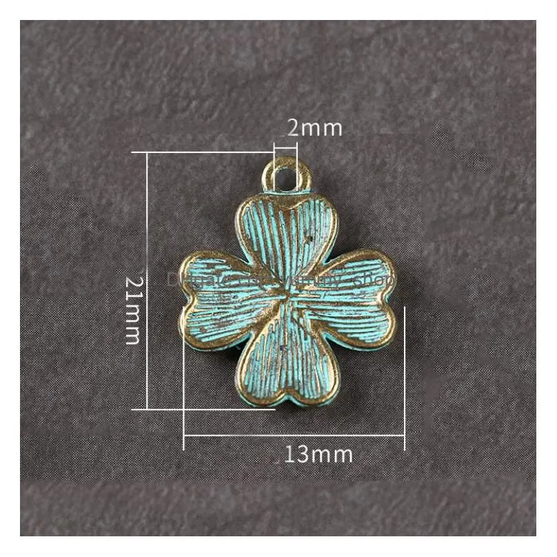 epacket dhs green fourleaf clover lucky flower alloy charms pendant gsxd027 jewelry charm pendants
