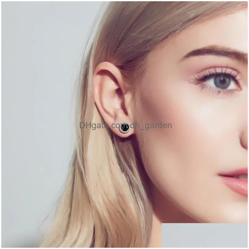 stud earrings winos 925 sterling silver classic real 6mm 0.8ct black mossstone womens mens highquality wedding party jewelry