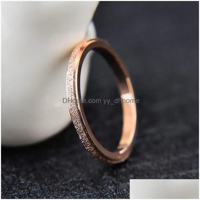 listing vintage 2mm frosted titanium steel ring rose gold engagement wedding rings jewelry for women anneau