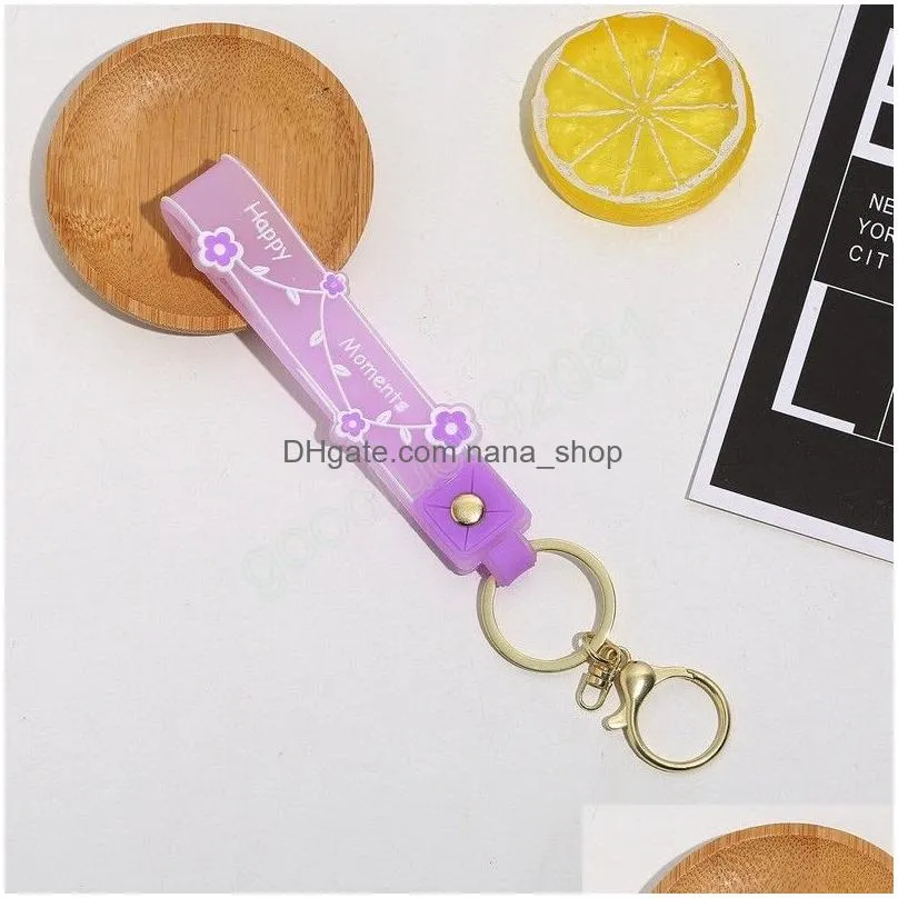 cute colorful flower key chain women fashion car bag backpack pendant decor girls student key ring accesories kids gift
