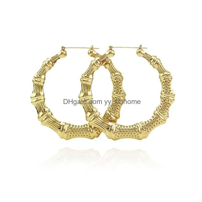 luxury jewelry multiple shapes hiphop dance nightclub ethnic large earrings designer vintage gold bamboo hoop earrings for women 9