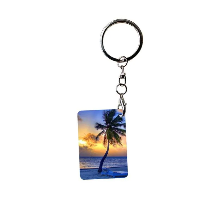 50pcs pendants sublimation aluminium alloy keychains transfer printing blank diy custom consumables keyring two sides printed