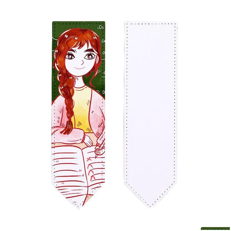 10pcs bookmarks sublimation diy white blank pu message cards book notes paper page holder for books school office supplies