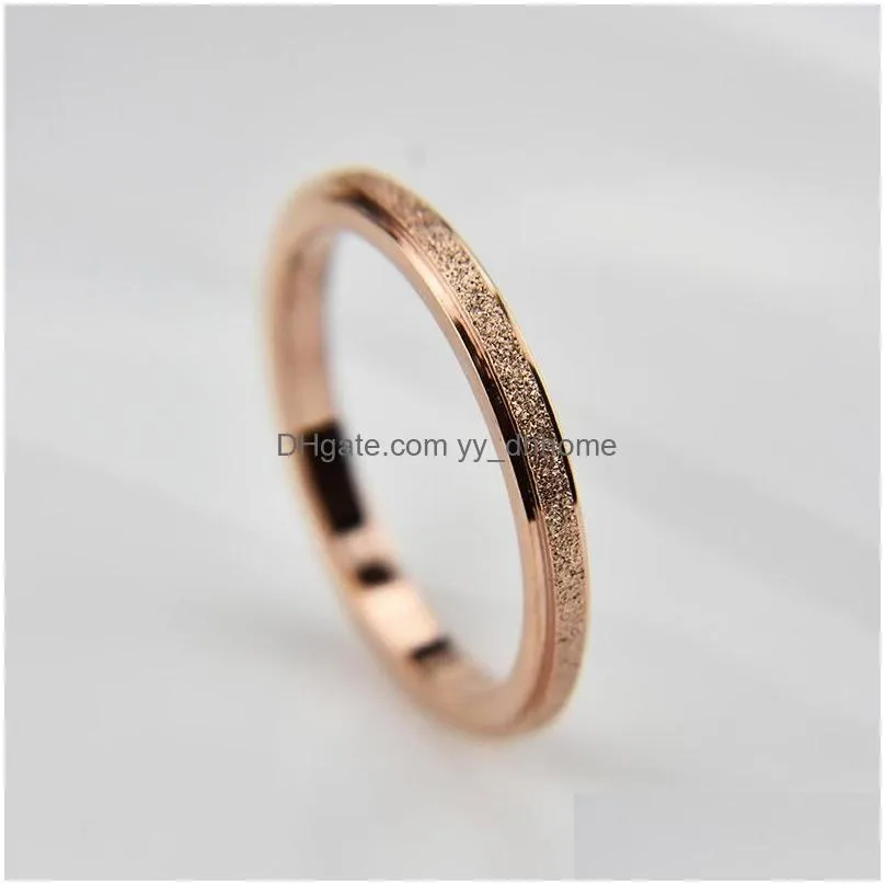  listing vintage 2mm frosted titanium steel ring rose gold engagement wedding rings jewelry for women anneau