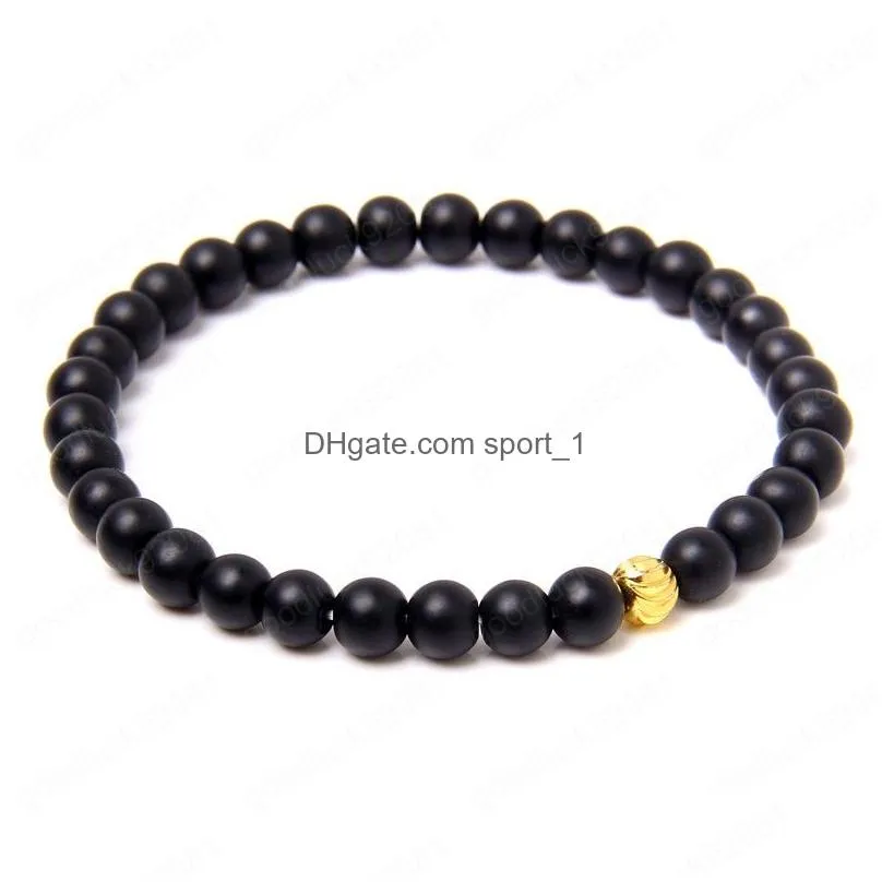 6mm matte natural stone bracelet golden beads charm bracelet for women exquisite jewelry gift