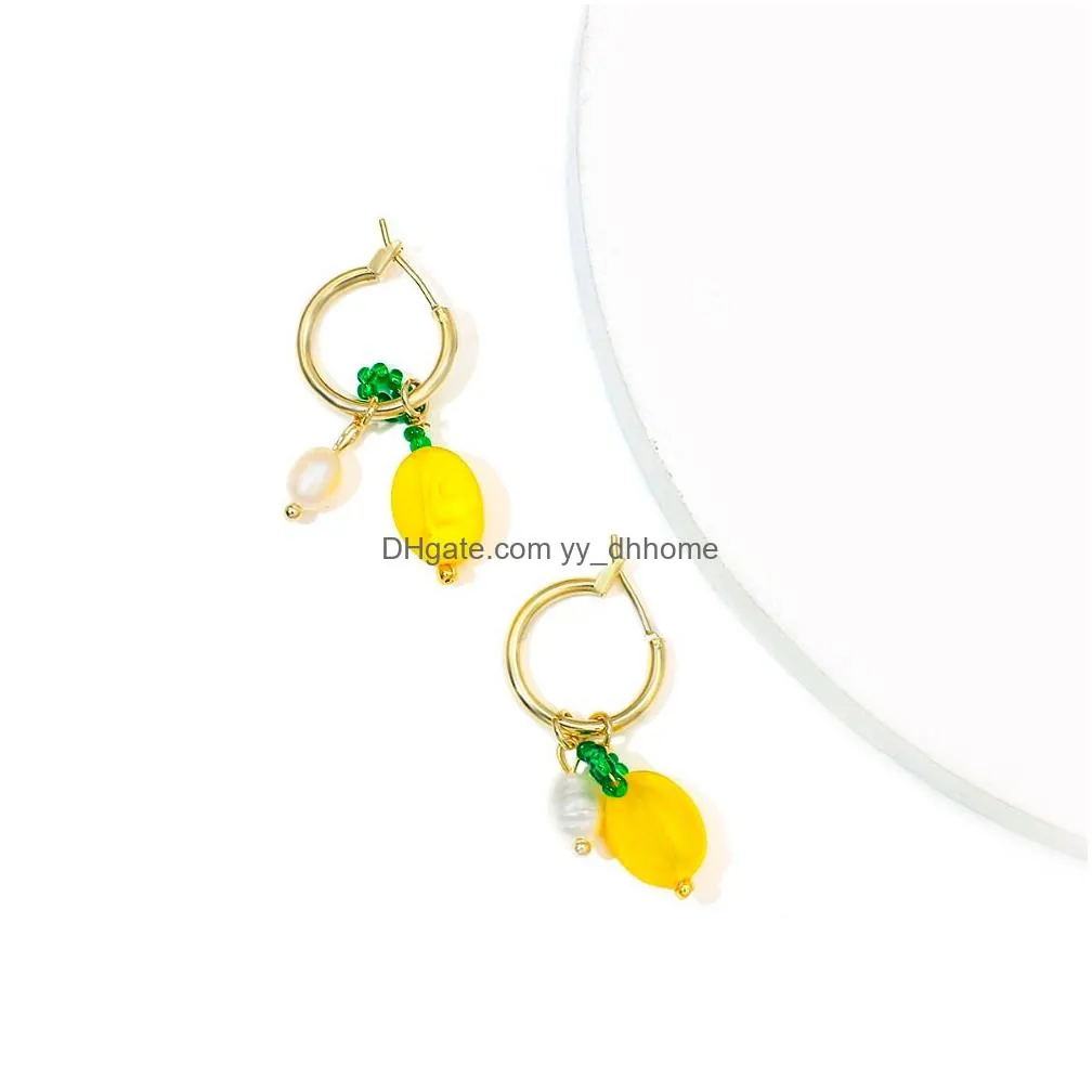 2020 fashion handmade beaded cherry orange lemon fruit drop earrings for women girls female fashion statement jewelry