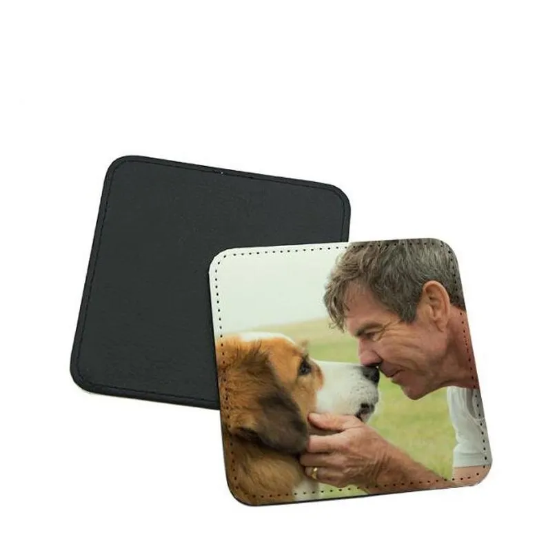 10pcs sublimation pu blank coasters transfer printing neoprene round square shape rubber cup mats