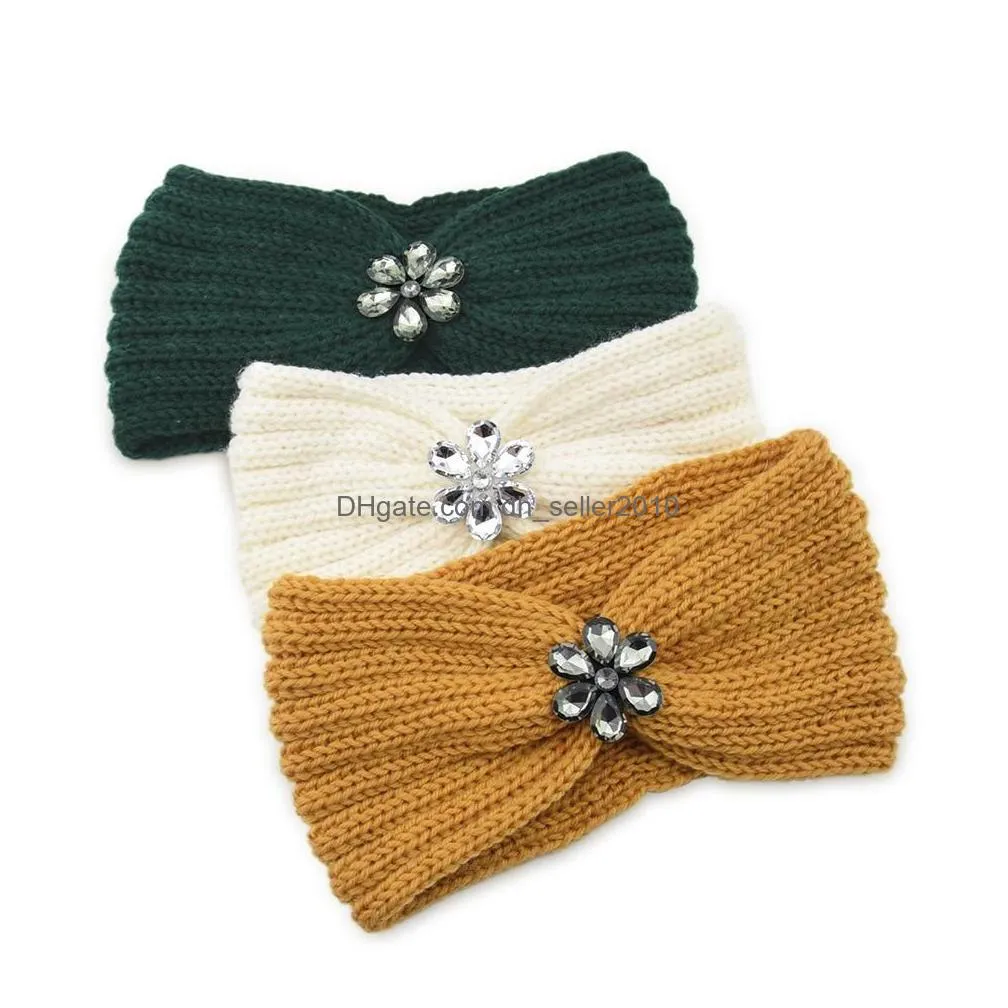 ins new 28 colors lady girls knitted headbands floral pearl hairbands crochet twist headwear headwrap women hair accessories