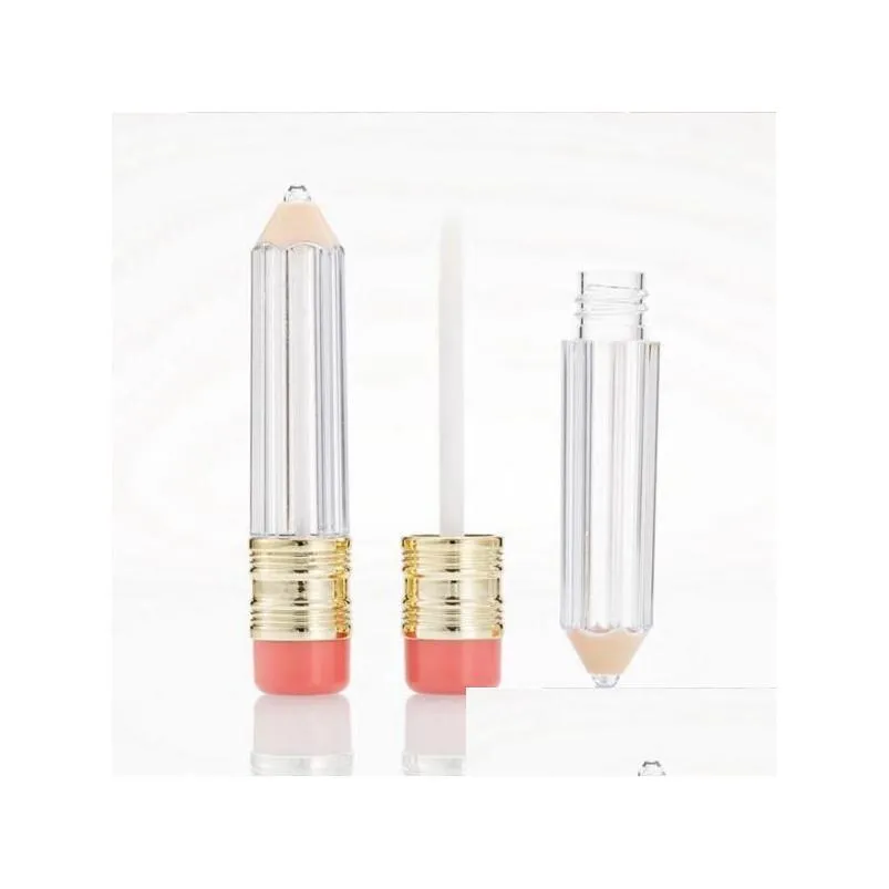 wholesale pencil shaped clear lip gloss tubes plastic empty lip gloss tube lip balm tubes refillable lipgloss bottles